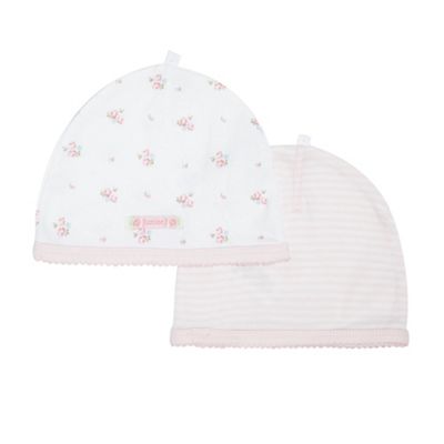 J by Jasper Conran Designer babies pack of two pink striped and floral hats